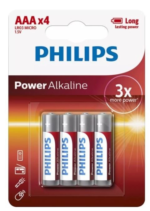 Baterie Power Alkaline AAA 4 szt. blister Philips