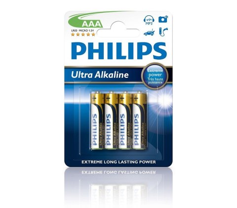 Baterie Ultra Alkaline AAA 4szt. blister Philips