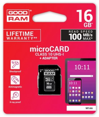 Karta microSDHC 16GB CL10 + adapter GOODRAM
