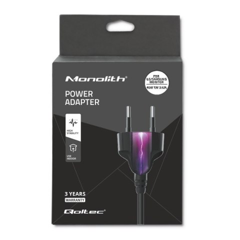 Zasilacz do monitora Samsung | 42W | 14V | 3A | 6.5*4.4 |+ kabel zasilający Qoltec