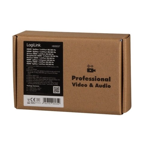 Splitter 4xHDMI 4K, 60Hz LogiLink