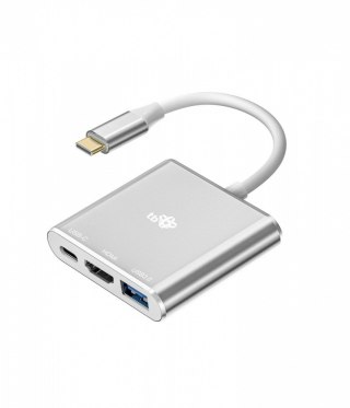 Adapter HUB USB C 3w1 - HDMI, USB, PD srebrny TB