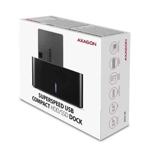 ADSA-SN Stacja dokująca, USB 3.2 Gen 1 - 1x SATA 6G 2.5"/3.5" SSD/HDD AXAGON