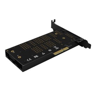 PCEM2-DC Adapter wewnętrzny PCIe x4, 1x M.2 NVMe M-key + 1x SATA B-key slot, chłodnica, SP & LP + radiator AXAGON