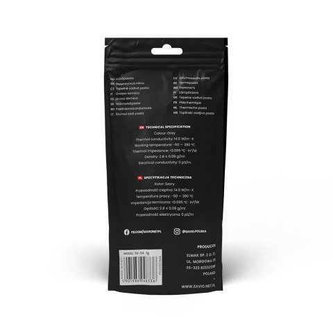 Pasta termoprzewodząca 14,5W/m-K 1g TG-04 Savio