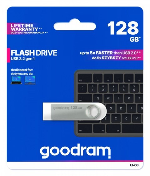 Pendrive UNO3 128GB USB 3.2 Gen1 srebrny GOODRAM