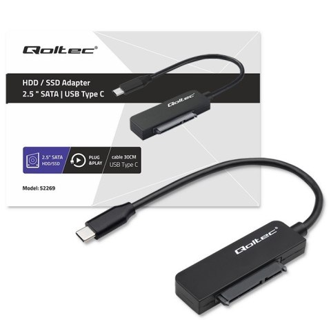 Adapter SATA | Przejściówka na dysk SSD HDD 2.5" | USB-C | Super speed 5Gb/s | 2TB Qoltec