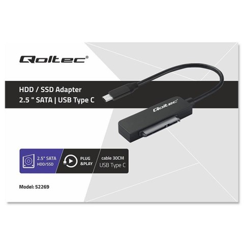 Adapter SATA | Przejściówka na dysk SSD HDD 2.5" | USB-C | Super speed 5Gb/s | 2TB Qoltec