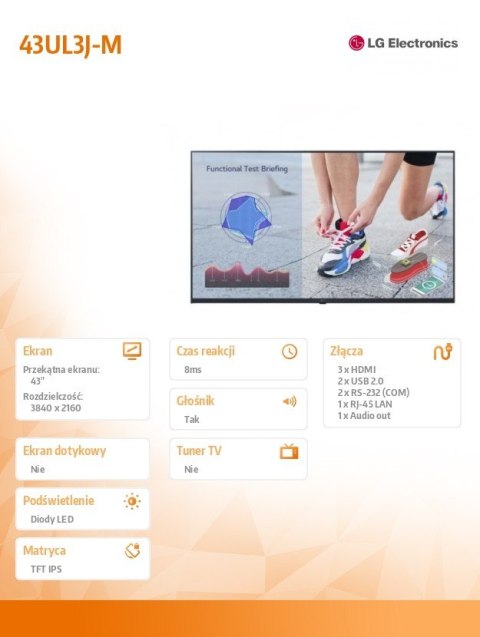 Monitor wielkoformatowy 43UL3J-M 43 cale UHD IPS 16/7 300cd/m2 LG Electronics