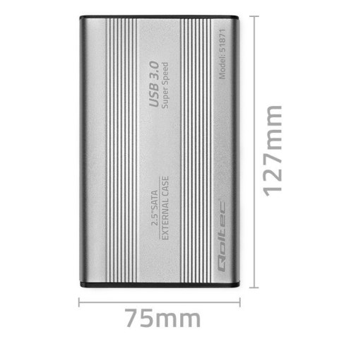 Obudowa | kieszeń do dysków HDD SSD 2.5" SATA3 | USB 3.0 | Srebrna Qoltec