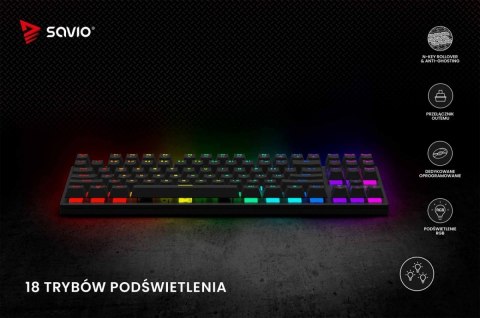 Klawiatura mechaniczna RGB Tempest X2 Outemu Red Savio