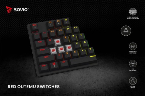 Klawiatura mechaniczna RGB Tempest X2 Outemu Red Savio