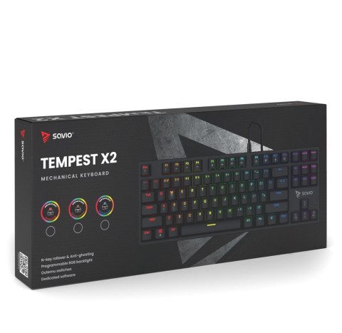 Klawiatura mechaniczna RGB Tempest X2 Outemu Red Savio