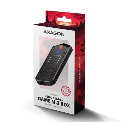 EEM2-GAM Obudowa zewnętrzna aluminiowa USB-C 3.2 Gen 2 M.2 NVMe/SATA SSD Gaming AXAGON