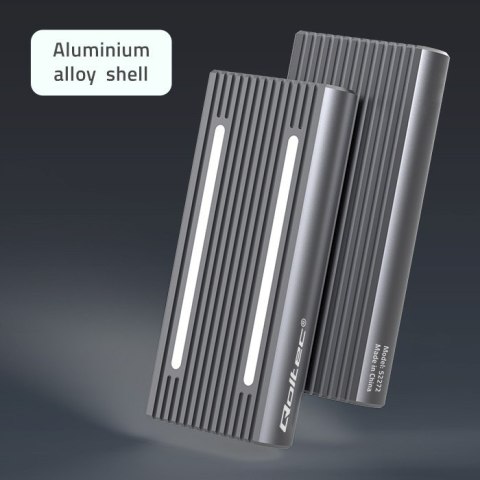 Obudowa | kieszeń na dysk M.2 SSD | SATA | NVMe | RGB LED | USB-C| 4TB Qoltec