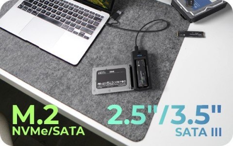 Stacja dokująca IB-180MS-C31 SSD Docking 1x 2,5"/3,5" & 1x M.2 PCIe NVMena USB 3.2 Gen 2 10 Gbit/s IcyBox