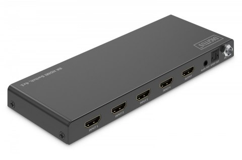Przełącznik / Switch HDMI 4x1, 8K/60Hz (4:4:4) z HDR, 48 Gbps, HDCP 2.3, Toslink / Stereo, EDID Digitus