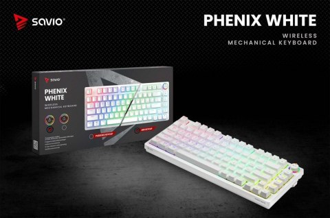 Klawiatura mechaniczna bezprzewodowa PHENIX WHITE Gateron Red Pro, ABS Savio