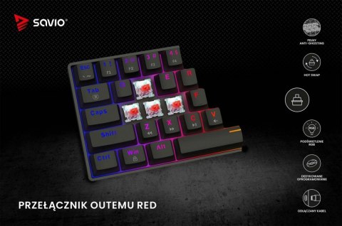 Klawiatura mechaniczna BLACKOUT X2 OUTEMU Red, Hot Swap Savio