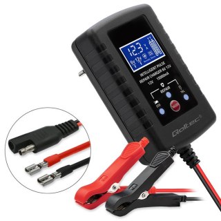 Automatyczna ładowarka do akumulatora AGM GEL STD 6V/12V | 2A | Prostownik z funkcją naprawy i wyświetlaczem LED Qoltec