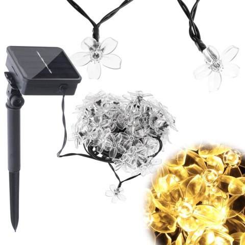 Lampki ogrodowe solarne kwiatki 7m 50LED ciepły biały Kik Sp. z o. o. Sp. k.
