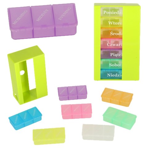 Organizer na leki pudełko kasetka na tabletki tygodniowy PL EN LT CS Kik Sp. z o. o. Sp. k.