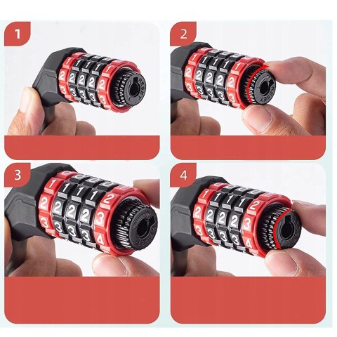 Zapięcie rowerowe zamek na szyfr 5 cyfr lina 1.8m - czarne ROCKBROS