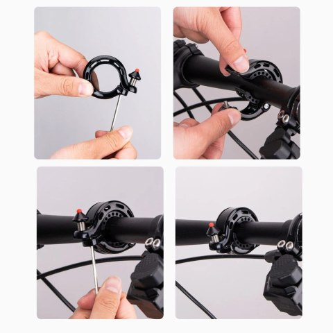 Dzwonek rowerowy w kształcie litery Q 100db - czarny ROCKBROS