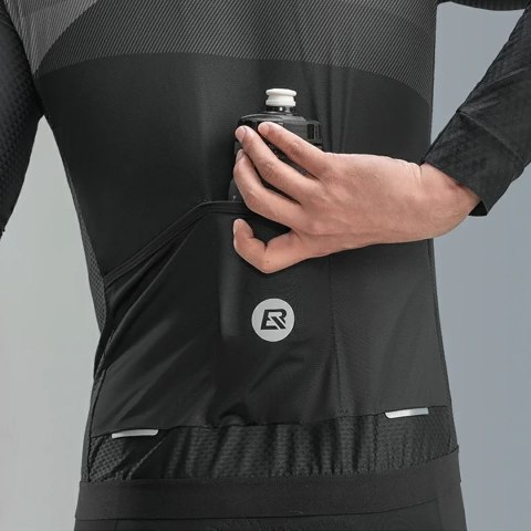 Koszulka kolarska rowerowa z długim rękawem wiosna/lato XXL - czarna ROCKBROS