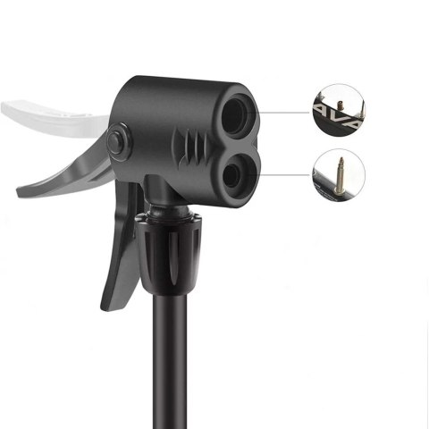 Pompka rowerowa uniwersalna nożna podłogowa z manometrem - czarna ROCKBROS