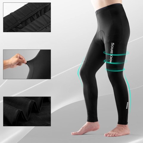 Spodnie rowerowe kolarskie długie oddychające z wkładką XXXL - czarne ROCKBROS