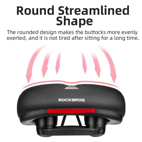 Wygodne komfortowe siodełko rowerowe z odblaskami - czarno-czerwone ROCKBROS