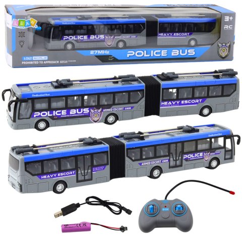 Autobus Policyjny Przegubowy Zdalnie Sterowany RC Światła Szary 1:32 LEAN Toys