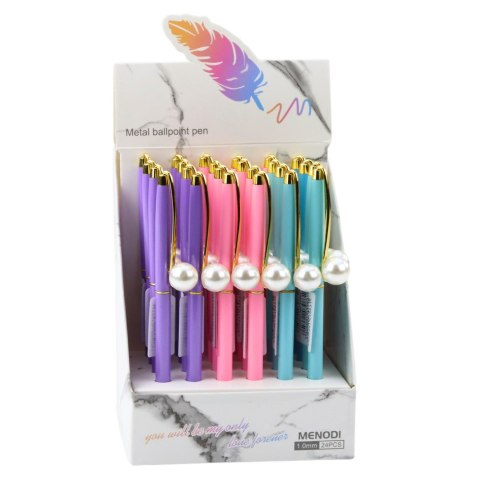 Długopis Metalowy Automatyczny Perła Niebieski Tusz 1.0mm Mix LEAN