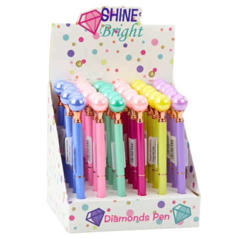 Długopis Z Dużą Perłą Obrotowy Mechanizm Niebieski Tusz 1.0mm Mix LEAN