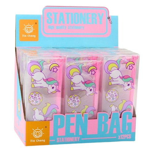 Piórnik Szkolny Przybornik Przeźroczysty Donut Jednorożce 20 x 8,5 x 4cm LEAN