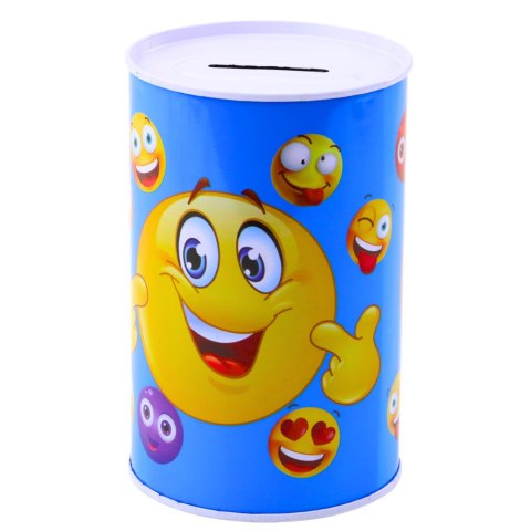 Skarbonka Metalowa Emotki Niebieska Brązowa 13 x 8cm LEAN TOYS