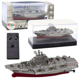 Statek Militarny Łódź Zdalnie Sterowana RC Srebrna 15cm LEAN Toys