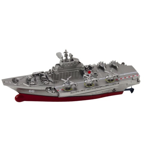 Statek Militarny Łódź Zdalnie Sterowana RC Srebrna 15cm LEAN Toys
