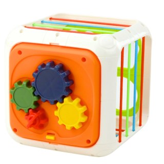 Kostka Sensoryczna Edukacyjna Dla Dzieci Sorter Elastyczne Przęsła Kolorowa LEAN Toys
