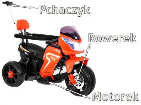 Pchaczyk Rowerek Motorek elektryczny 3w1 dla dzieci Pomarańczowy