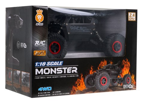 Zdalnie sterowany Crawler Monster dla dzieci 6+ Czarny model 1:18 Pilot 2,4 GHz