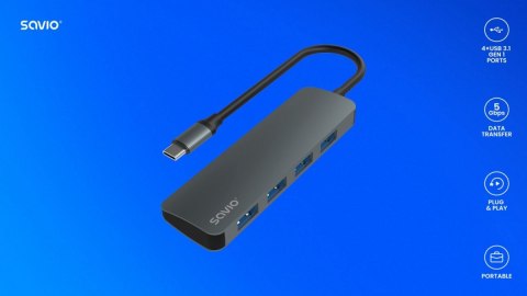 HUB 4-portowy USB 3.1 Gen.1, AK-54 Savio