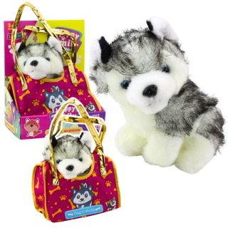 Piesek Husky W Torebce Pluszowy Maskotka Przytulanka Biało Szary LEAN Toys