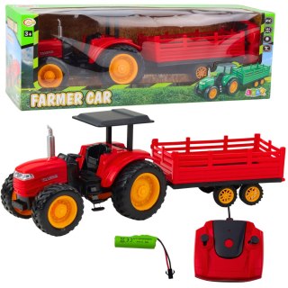 Traktor Farmerski Z Przyczepą Zdalnie Sterowany RC Czerwony LEAN Toys