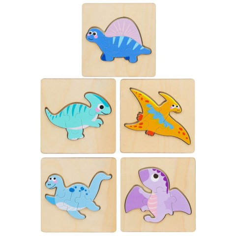 Układanka Drewniana Puzzle Kolorowa 11 x 11cm Mix LEAN TOYS