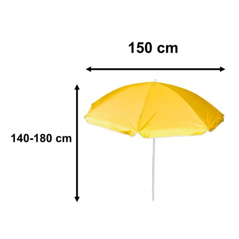 Parasol ogrodowy plażowy regulowany łamany składany UV 150cm żółty Kik Sp. z o. o. Sp. k.