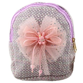 Plecak Dziecięcy Pleciony Kokarda Króliczek Fioletowy 21cm 2L LEAN