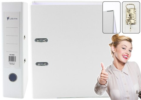 Segregator Na Dokumenty A4/75mm Mechanizm Dźwigniowy Biały LEAN