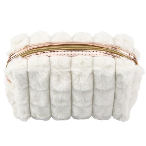 Kosmetyczka Pluszowa Z Uchwytem Pojemna Biała 20cm LEAN Toys